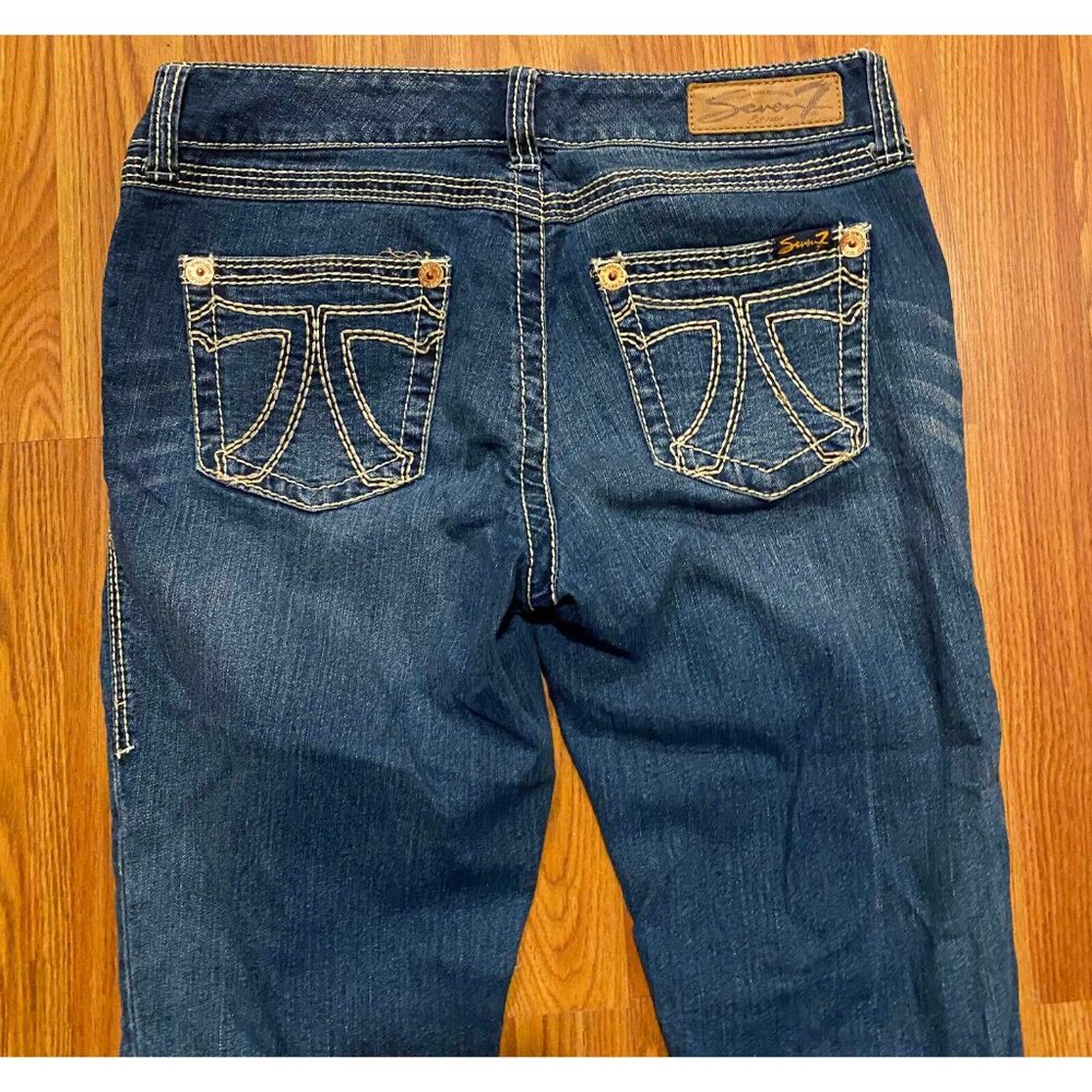 Seven7 Blue Jeans Straight Ladies 8 26" Denim Pants Embroidered Y2K
